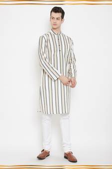 Multicolor plain linen men-kurtas