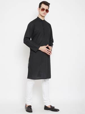 Black woven cotton men-kurtas 2