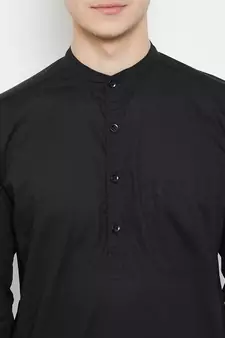 Black woven cotton men-kurtas