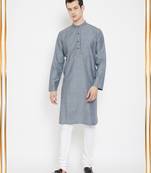 Grey woven cotton men-kurtas