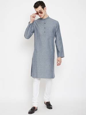 Grey woven cotton men-kurtas 2