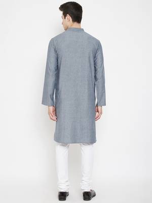 Grey woven cotton men-kurtas 4