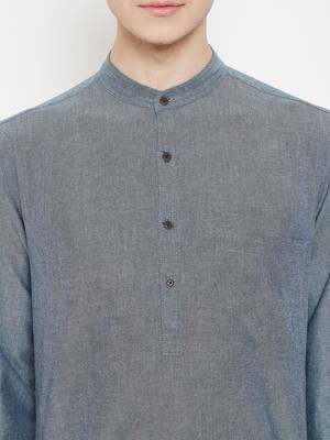 Grey woven cotton men-kurtas 5