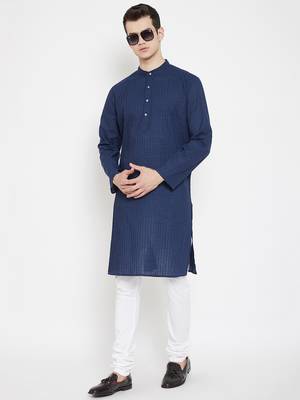 Blue plain cotton men-kurtas 2