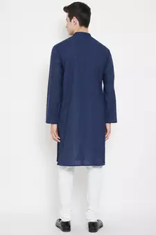 Blue plain cotton men-kurtas