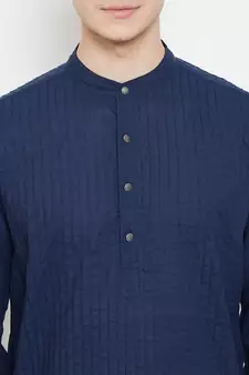 Blue plain cotton men-kurtas
