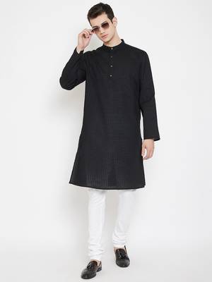 Black plain cotton men-kurtas 2