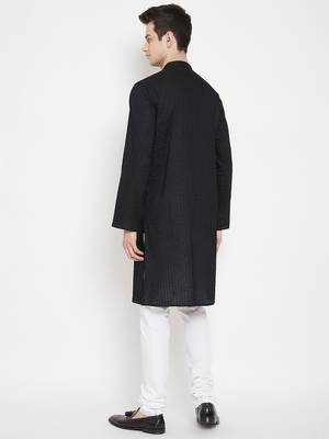 Black plain cotton men-kurtas 4