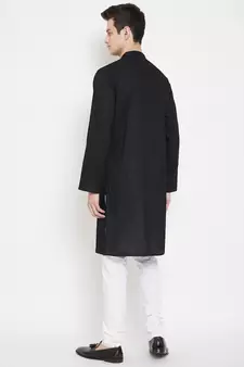 Black plain cotton men-kurtas