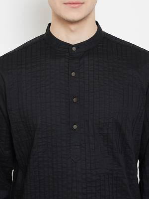 Black plain cotton men-kurtas 5