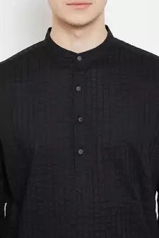 Black plain cotton men-kurtas