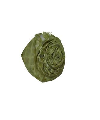 Most Sold Hijab - Cotton Fabric - Heavy Lace On The Hijab - With Kite Shaped Diamond Work On The Hijab - Green 2