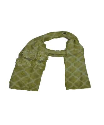 Most Sold Hijab - Cotton Fabric - Heavy Lace On The Hijab - With Kite Shaped Diamond Work On The Hijab - Green 3