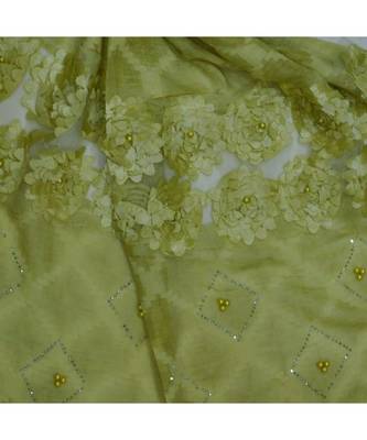 Most Sold Hijab - Cotton Fabric - Heavy Lace On The Hijab - With Kite Shaped Diamond Work On The Hijab - Green 4
