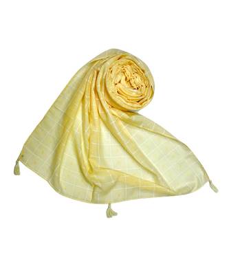 Premium Cotton Fabric - Box Checkered Designer Work Hijab - With 4 Sided Fringe's On The Border - Cream 1