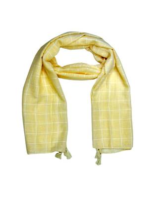 Premium Cotton Fabric - Box Checkered Designer Work Hijab - With 4 Sided Fringe's On The Border - Cream 2