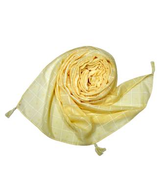 Premium Cotton Fabric - Box Checkered Designer Work Hijab - With 4 Sided Fringe's On The Border - Cream 3