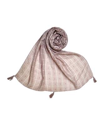 Premium Cotton Fabric - Box Checkered Designer Work Hijab - With 4 Sided Fringe's On The Border - Purple 1