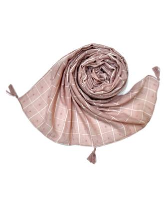Premium Cotton Fabric - Box Checkered Designer Work Hijab - With 4 Sided Fringe's On The Border - Purple 3