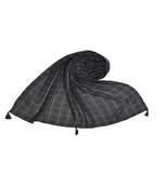 Premium Cotton Fabric - Box Checkered Designer Work Hijab - With 4 Sided Fringe's On The Border - Grey