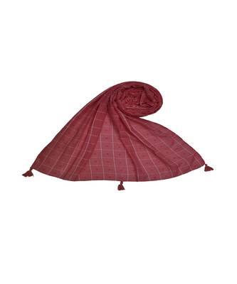 Premium Cotton Fabric - Box Checkered Designer Work Hijab - With 4 Sided Fringe's On The Border - Orange 1
