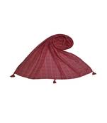 Premium Cotton Fabric - Box Checkered Designer Work Hijab - With 4 Sided Fringe's On The Border - Orange