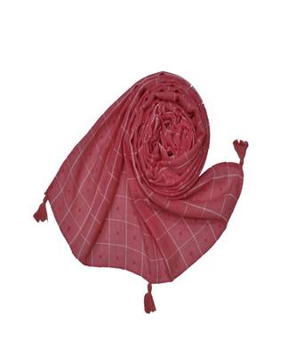 Premium Cotton Fabric - Box Checkered Designer Work Hijab - With 4 Sided Fringe's On The Border - Orange 3