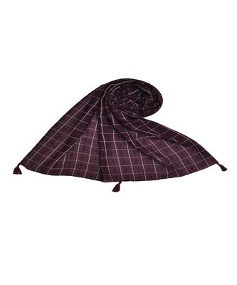 Premium Cotton Fabric - Box Checkered Designer Work Hijab - With 4 Sided Fringe's On The Border - Purple 1