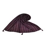 Premium Cotton Fabric - Box Checkered Designer Work Hijab - With 4 Sided Fringe's On The Border - Purple