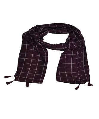 Premium Cotton Fabric - Box Checkered Designer Work Hijab - With 4 Sided Fringe's On The Border - Purple 2