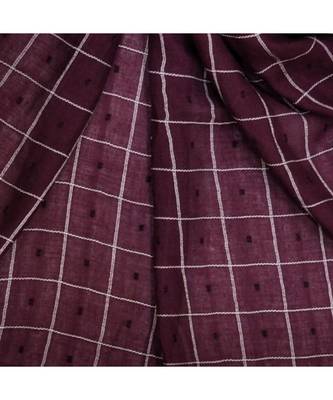 Premium Cotton Fabric - Box Checkered Designer Work Hijab - With 4 Sided Fringe's On The Border - Purple 4
