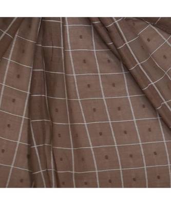 Premium Cotton Fabric - Box Checkered Designer Work Hijab - With 4 Sided Fringe's On The Border - Brown 4