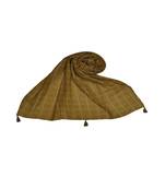 Premium Cotton Fabric - Box Checkered Designer Work Hijab - With 4 Sided Fringe's On The Border - Yellow