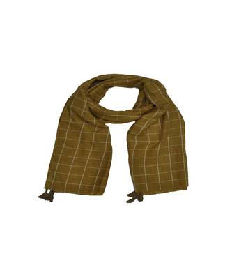 Premium Cotton Fabric - Box Checkered Designer Work Hijab - With 4 Sided Fringe's On The Border - Yellow 2