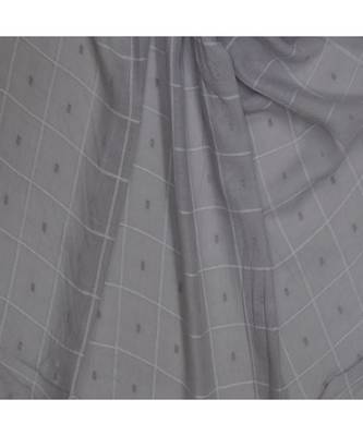 Premium Cotton Fabric - Box Checkered Designer Work Hijab - With 4 Sided Fringe's On The Border - Grey 4