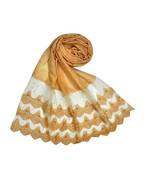 Best Of All Time - Premium Cotton Fabric - Designer 3 Liner Mountain Design Hijab - Pearl On Every Design - Orange