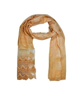 Best Of All Time - Premium Cotton Fabric - Designer 3 Liner Mountain Design Hijab - Pearl On Every Design - Orange 3