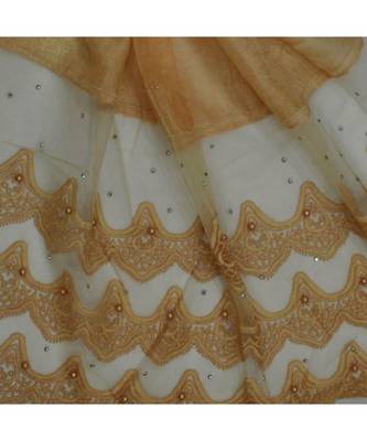 Best Of All Time - Premium Cotton Fabric - Designer 3 Liner Mountain Design Hijab - Pearl On Every Design - Orange 4