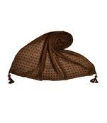 - Shining Silver Liner All Over The Stole - Best For Party Wear - Fringe's On The Border Of The Stole - Brown