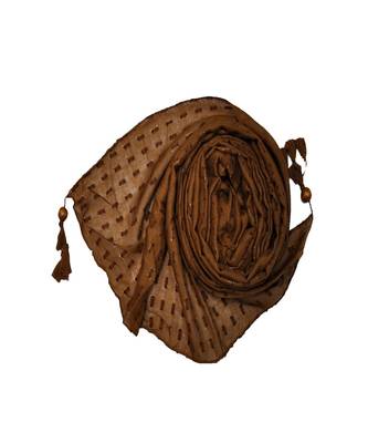 - Shining Silver Liner All Over The Stole - Best For Party Wear - Fringe's On The Border Of The Stole - Brown 2