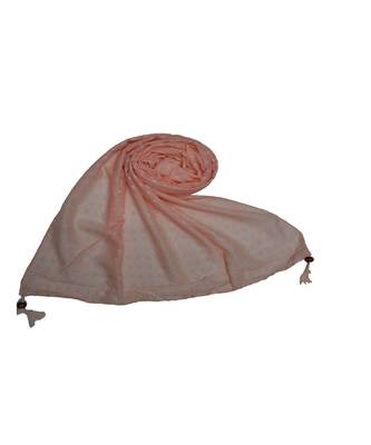- Shining Silver Liner All Over The Stole - Best For Party Wear - Fringe's On The Border Of The Stole - Orange 1