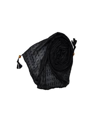 - Shining Silver Liner All Over The Stole - Best For Party Wear - Fringe's On The Border Of The Stole - Black 2