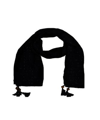 - Shining Silver Liner All Over The Stole - Best For Party Wear - Fringe's On The Border Of The Stole - Black 3
