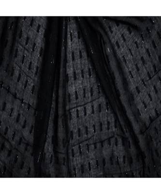 - Shining Silver Liner All Over The Stole - Best For Party Wear - Fringe's On The Border Of The Stole - Black 4
