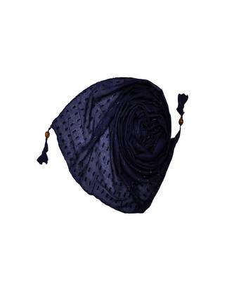 - Shining Silver Liner All Over The Stole - Best For Party Wear - Fringe's On The Border Of The Stole - Blue 2