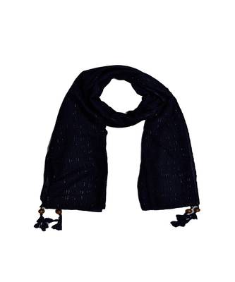 - Shining Silver Liner All Over The Stole - Best For Party Wear - Fringe's On The Border Of The Stole - Blue 3