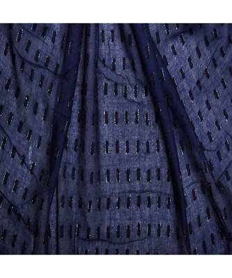 - Shining Silver Liner All Over The Stole - Best For Party Wear - Fringe's On The Border Of The Stole - Blue 4
