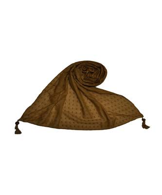 - Shining Silver Liner All Over The Stole - Best For Party Wear - Fringe's On The Border Of The Stole - Brown 1