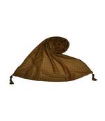 - Shining Silver Liner All Over The Stole - Best For Party Wear - Fringe's On The Border Of The Stole - Brown