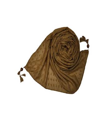 - Shining Silver Liner All Over The Stole - Best For Party Wear - Fringe's On The Border Of The Stole - Brown 2